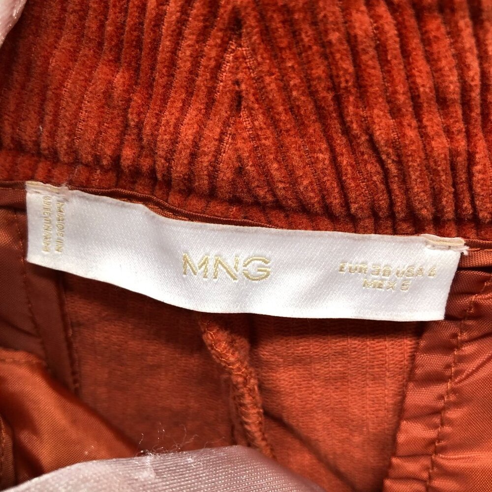 MNG Mango Corduroy Flare Pants Womens 6 Orange Trouser High Rise Cotton - Picture 9 of 11
